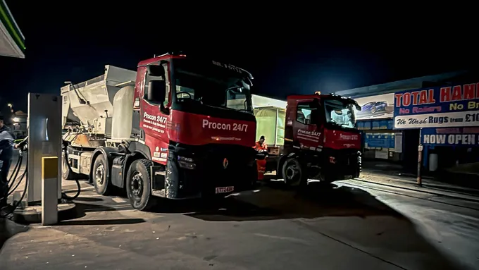 Procon mixers fuelling up at night